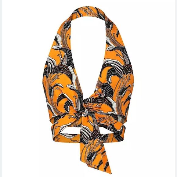 Paco Rabanne Floral Halter Crop Top size 6 NWT $395 - Picture 4 of 11